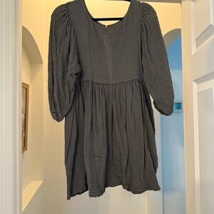 Free People Get Obsessed babydoll mini dress gray